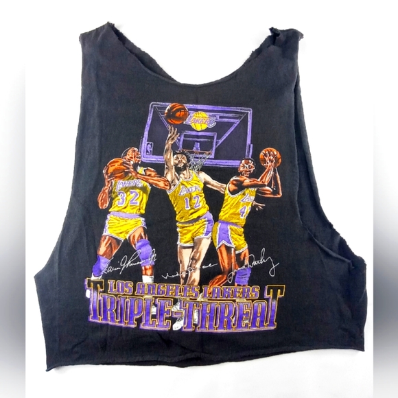 Vintage los Angeles Lakers tanktop Johnson worthy divac black mens size medium - Picture 1 of 5